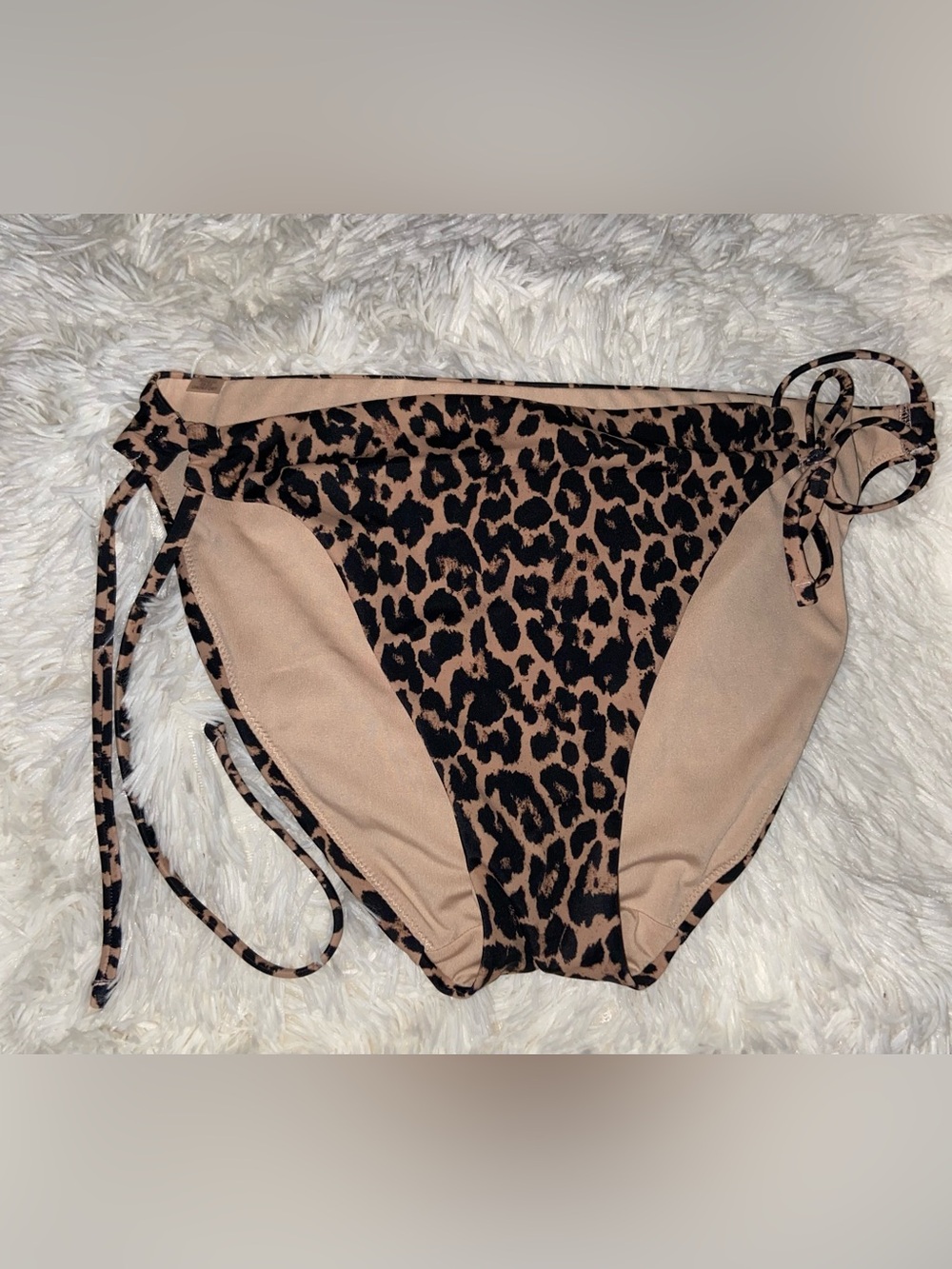 Victoria's Secret Leopard Tie-Side Bikini Bottoms - Brown/Black
